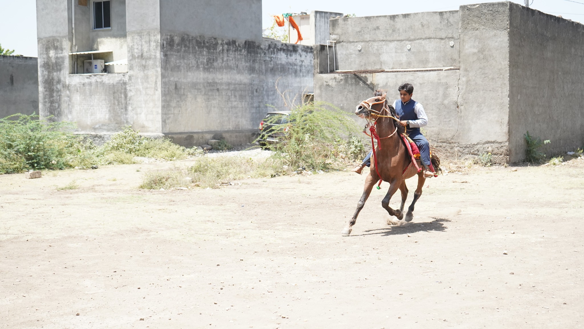 Student-horse-riding-in school-ground